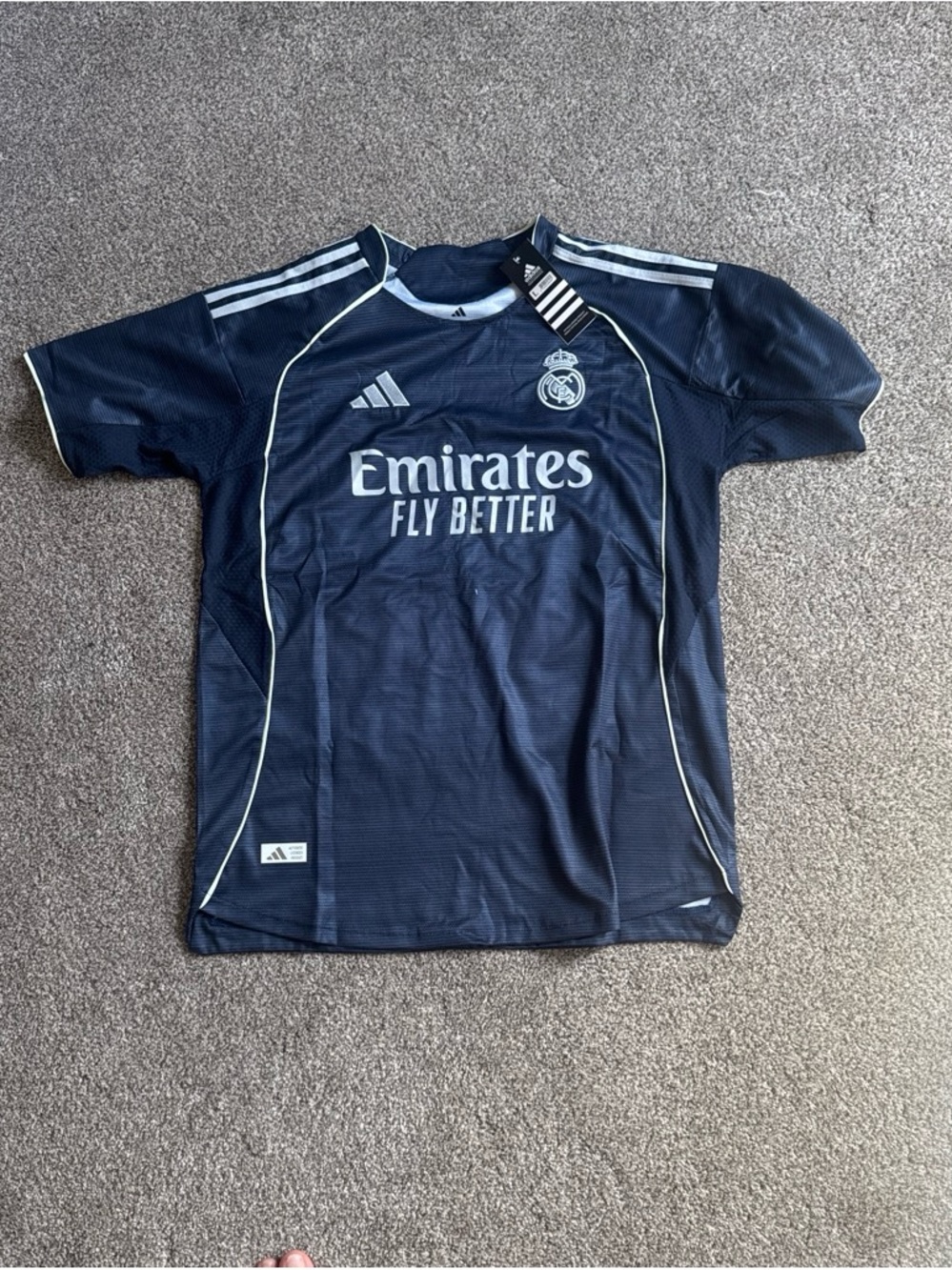 adidas Kids Navy Blue Real Madrid Emirates Fly Better Soccer Jersey